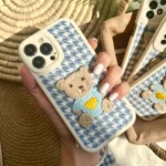 خرس پارچه ای با بند سیلیکونی آیفون / سامسونگ / شیائومی (کدc1207)