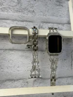 بند اپل واچ پروانه نگینی استیل + گارد نگین دار (کدw5032) - Image 3