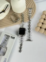 بند اپل واچ فلزی پاپیون کریستالی + گارد نگین دار (کدw5047) - Image 4