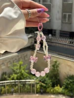 آویز مروارید و پاپیون صورتی (کدa0260)