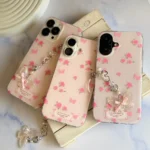 قاب Pink Flower Butterfly با آویز (کدC2116)