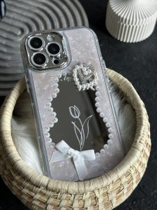 قاب موبایل آیفون دوقلب آیینه ای گل لاله - Image 3
