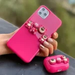قاب موبایل آیفون خرس صورتی برجسته خمیری یوگی - Image 2