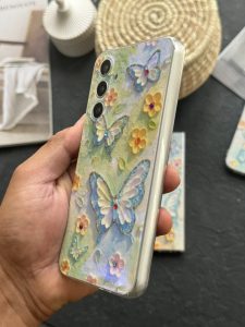 قاب موبایل ( آیفون - سامسونگ ) گل بابونه و پروانه آبرنگی محافظ لنزدار - Image 3