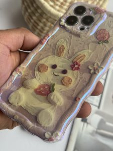 قاب موبایل آیفون خرگوش آبرنگی سه بعدی - Image 2