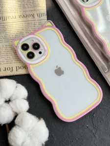 قاب موبایل گربه فنکو صورتی و زرد شفاف - Image 2