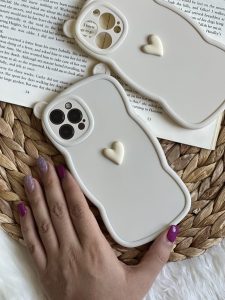 قاب موبایل آیفون گوش قلبی تک قلب کرمی - Image 2