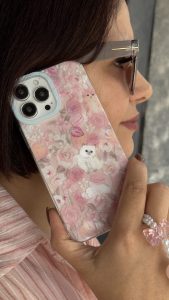 قاب موبایل آیفون کت گاردن گربه سفید صورتی ( بدون بند ) - Image 2