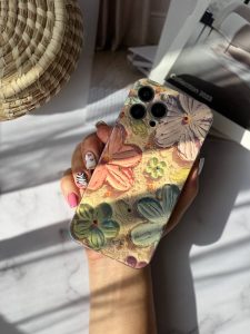 قاب موبایل ( آیفون _ سامسونگ ) گل آبرنگی ژله ای سه بعدی - Image 3