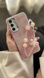 قاب موبایل ( سامسونگ ) گل لاله عباسی تولیپس صورتی + بندست - Image 3