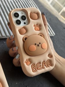 قاب موبایل آیفون پنجه خرس تدی قهوه ای ( Bear ) سیلیکونی استندشو - Image 2