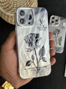قاب موبایل آیفون گل رز سربی - Image 2