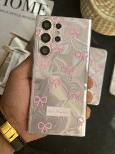قاب موبایل سامسونگ پاپیون شاینی صورتی نگین برجسته - Image 2