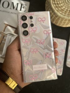 قاب موبایل سامسونگ پاپیون شاینی صورتی نگین برجسته - Image 3