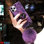 قاب موبایل سامسونگ ماربل پام پام بنفش + پاپ سوکت + پام پام - Image 2